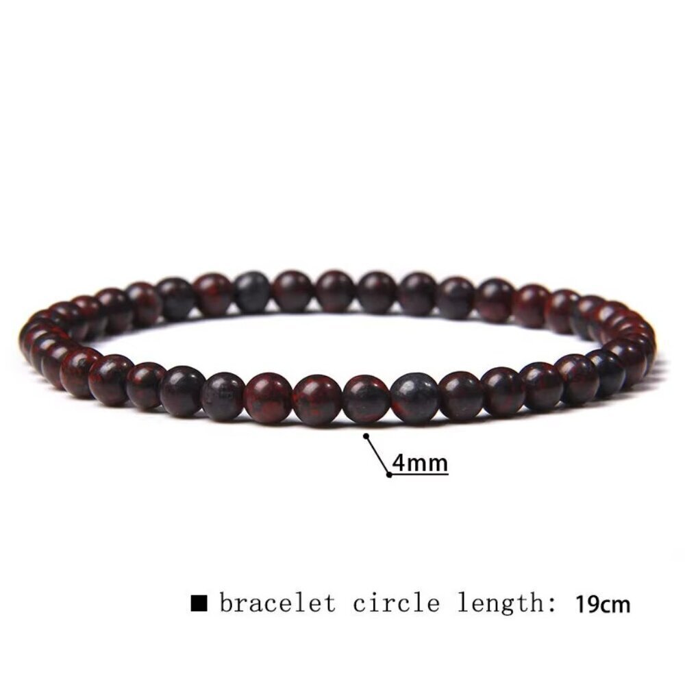 4mm Red Flower Jasper Natural Gemstone Beaded Stretchy Bracelet NWT